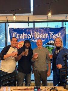 Kelso Hilanders Mary Beth Tack and Rick Davis at crafted beer festival podcast